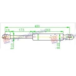 AMORTIZER GEPEK VRATA (CABRIO) (155L-400N) FIAT PUNTO (1995-1999) (OEM: 46730681)